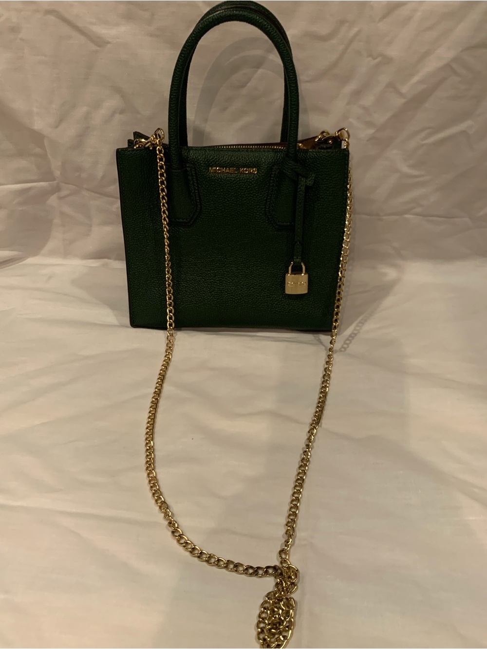 Michael Kors Dark Green Leather Crossbody Tote